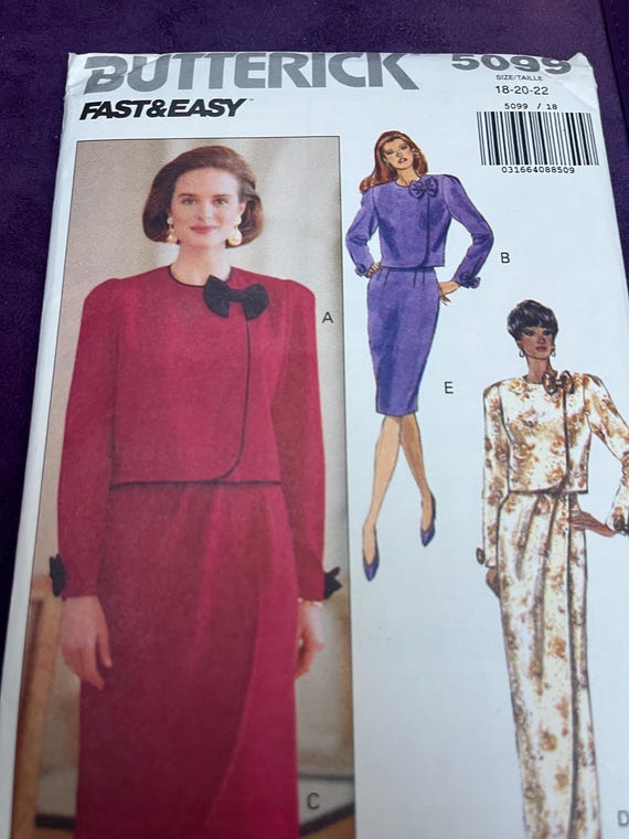 Butterick Uncut 1990s Top and Skirt Pattern Size 18 - 20 - 22