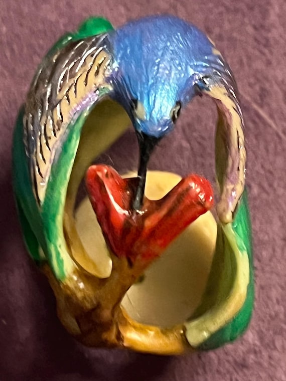 Tagua Nut Hummingbird Carving Miniture Handcarved and Handpainted Sculpture
