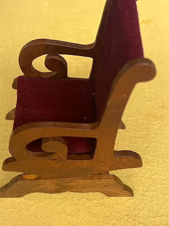 Dollhouse Sackman Red Velvet Wooden Rocking Chair Made in Japan