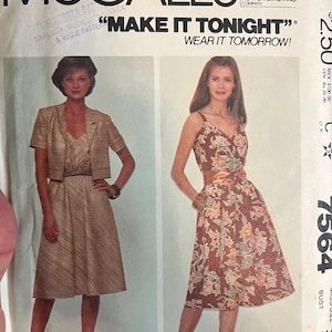 McCalls “Make it Tonight” No. 7564 Uncut Dress and Jacket Pattern Size 14
