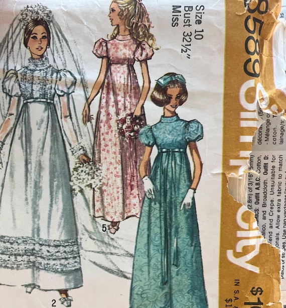 Vintage 1969 Bridal Patterns Partially Cut Simplicity 8589