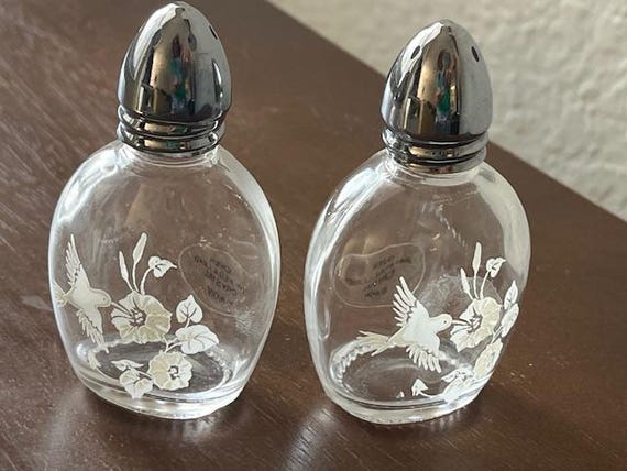 Avon Vintage Crystal Hummingbird Salt and Pepper Shakers