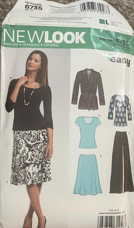New Look Uncut Patterns Skirt, Pants, Shirts and Jacket SIZE A 10 - 22