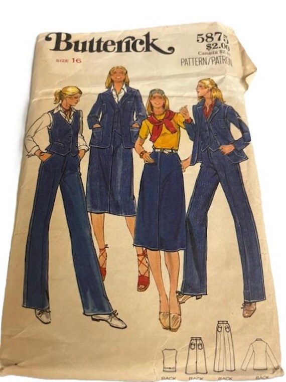Vintage 1970s Butterick No 5875 Womens Denium Patterns