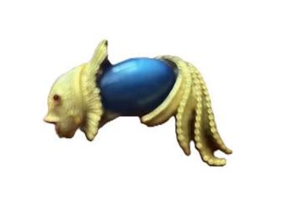 1950s Vintage Art Deco Jelly Belly Brooch Pin Gold-tone