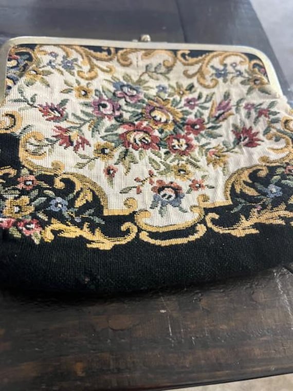 1960s Tapestry Clutch Hanging Evening Purse