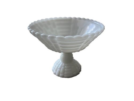 Mid-century Vintage Milk Glass Bowl Basketweave 9 Inch Diameter at Top