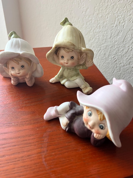 Set of 3 Vintage Porcelain Fairies / Pixies Homco figurines