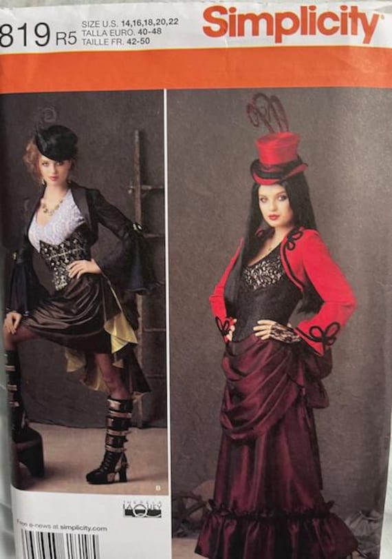 Steampunk Victorian Cosplay Simplicity Costumes Ladies Uncut Sizes 14 - 22