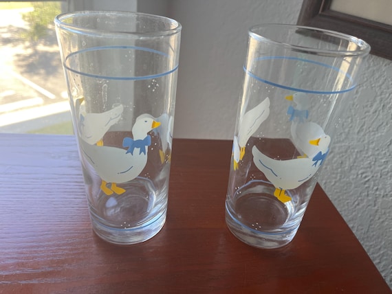 Set of Two Libby Country Goose Drinking Glasses Circa 1980s
