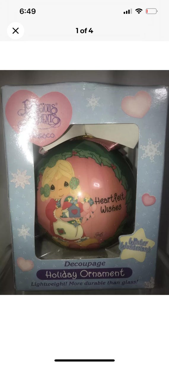 Precious Moments Decoupage Holiday Ornaments by Enesco