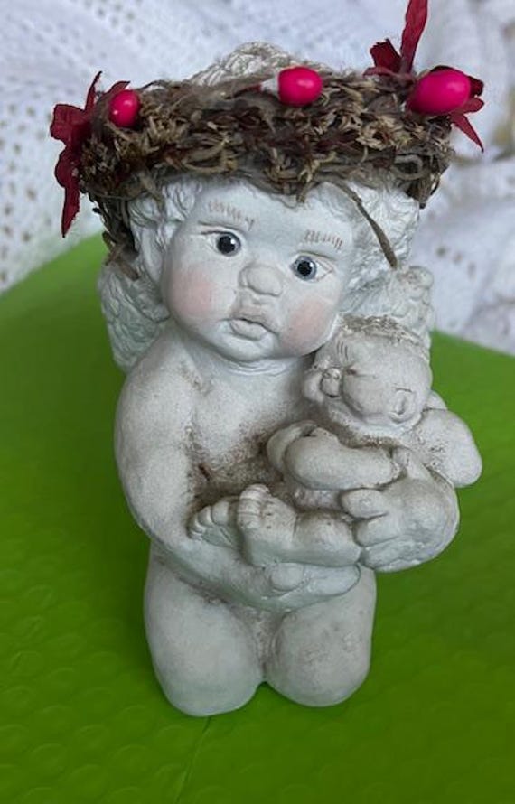Dreamsicle Cherub Angel Cradling a Baby Angel
