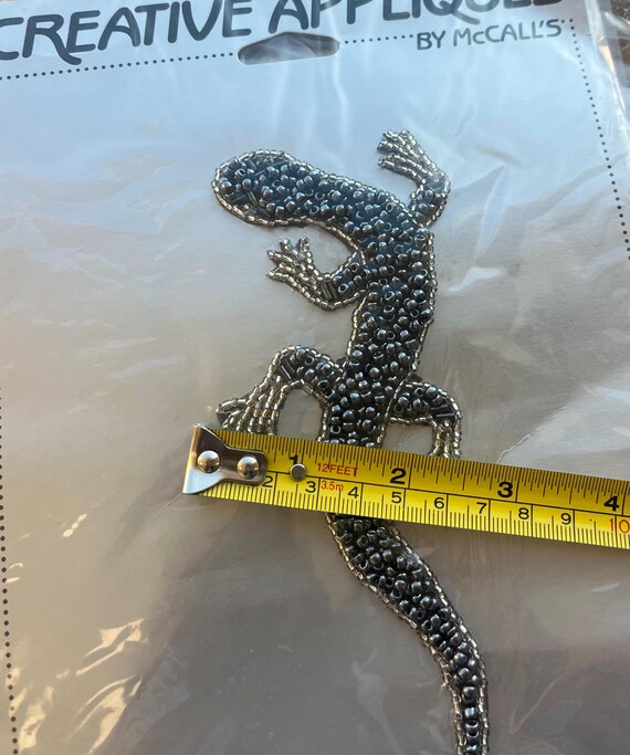 Vintage Lizard Applique by McCalls Aprox 7” Tall Hand-Beaded Gecko - Sealed in Package