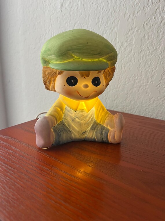 Vintage Night Light / Ceramic Boy Kids Room Decor