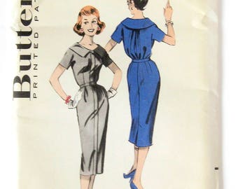 1950s Vintage Sewing Pattern / Zip Front Spectator Dress / Wiggle Dress / Slim Skirt /  Vintage Day Dress / Butterick 8527 / Size 16 Bust 36