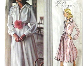 1970s Vogue Americana 2880, Oscar de La Renta Designer Evening Dress or Cocktail Dress, Vintage Vogue 1970s Dress Pattern / Size 12