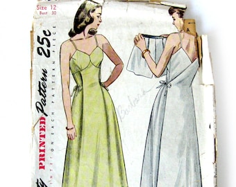 1940s Vintage Maternity Slip Pattern and Panties or Tap Pants, Wrap-around Slip Dress, Simplicity 2451, Sexy Vintage Lingerie / Size 12