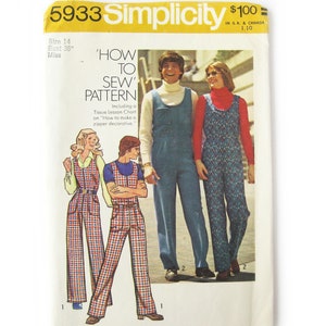 1970s Jumpsuit Sewing Pattern: Simplicity 5933, Size 14 Bust 36 UNCUT