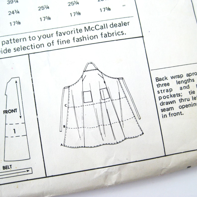 1970s Back Wrap Butcher Apron or Halter Sundress Vendor Apron Vintage Sewing Pattern in Four Sizes McCall/'s Sample Pattern   UNCUT FF