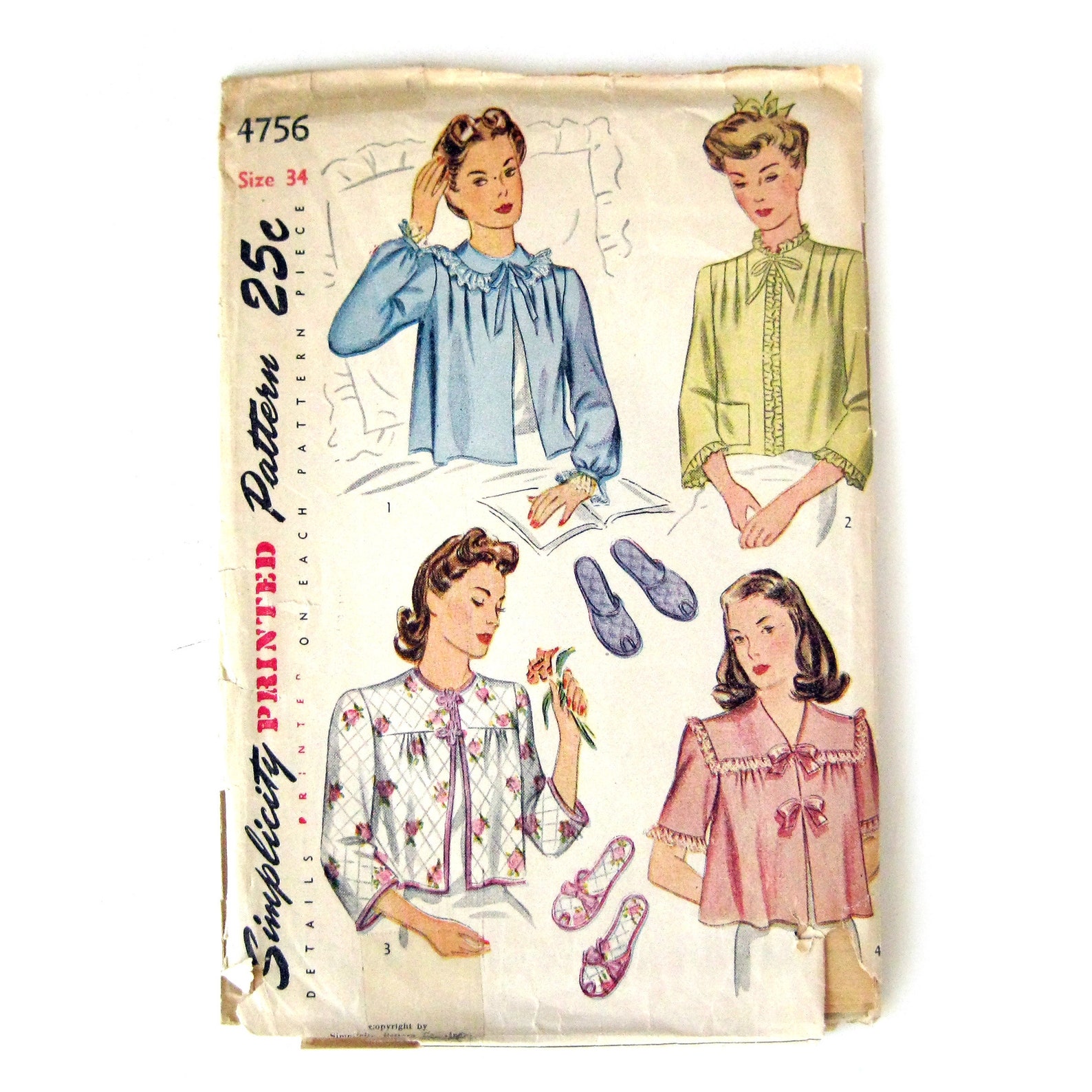 1940s Vintage Sewing Pattern Bed Jacket and Slippers Vintage Etsy