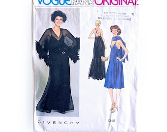Oryginalna sukienka i peleryna Givenchy z lat 70. Vogue Paris, wzór vintage Vogue 1345 / rozmiar 8