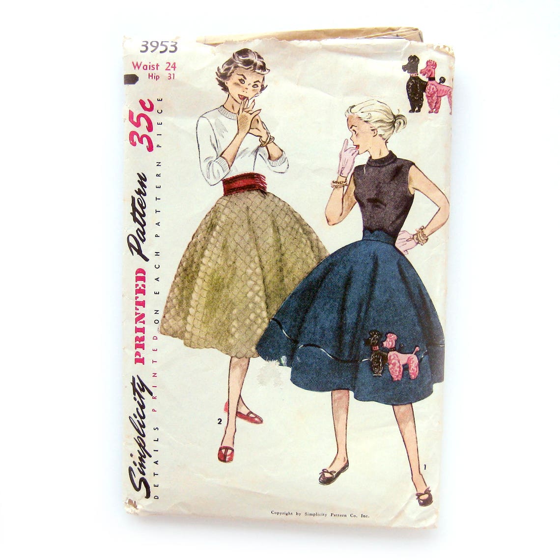 1950s Circle Skirt / Poodle Skirt Sewing Pattern With Appliqué / Poodle