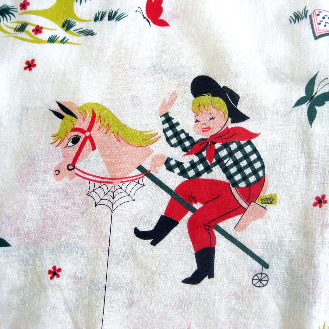 Children's Print Curtain Panel, Novelty Print Fabric, Nursery Rhyme