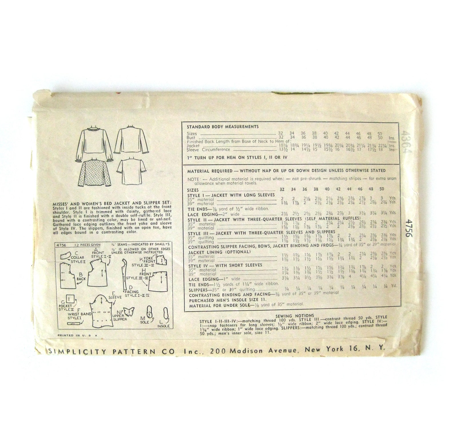 1940s Vintage Sewing Pattern Bed Jacket and Slippers Vintage Etsy