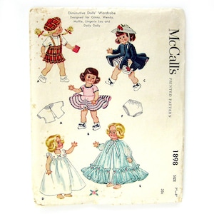 Vintage Doll Clothes Sewing Pattern: McCalls 1898, 7-8 inch Dolls
