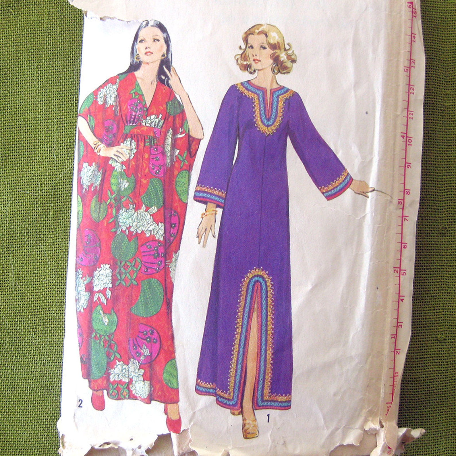 Vintage Sewing Pattern Boho CAFTAN Maxi Dress Simplicity Etsy