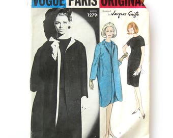 1960s Vintage Vogue Designer Sewing Pattern / Jacques Griffe / Vogue Paris Original / Coat and Two Piece Dress / Vogue 1279