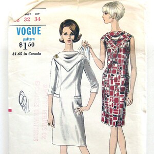 60s MOD Slim Dress Pattern / VOGUE 6693 / Dress with Bias Scarf Yoke Neckline / Vintage Sewing Pattern image 5
