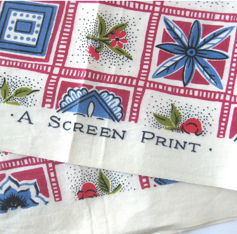 1950s Polished Cotton Screen Print Vintage Fabric in Floral Etsy Sweden