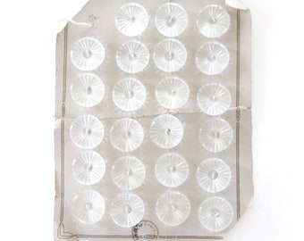 Vintage Czech Clear GLASS Buttons on Card, Set of 23, Starburst Design, Decorative Dress Buttons, Sewing Notions, Czechoslovakia / 3/4"