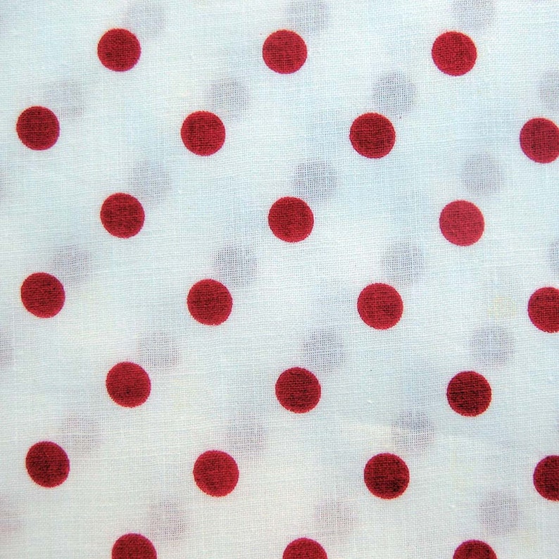 RED and White Polka Dots Fine Vintage Cotton Percale Bright Red Dots on White Sewing Yardage image 2