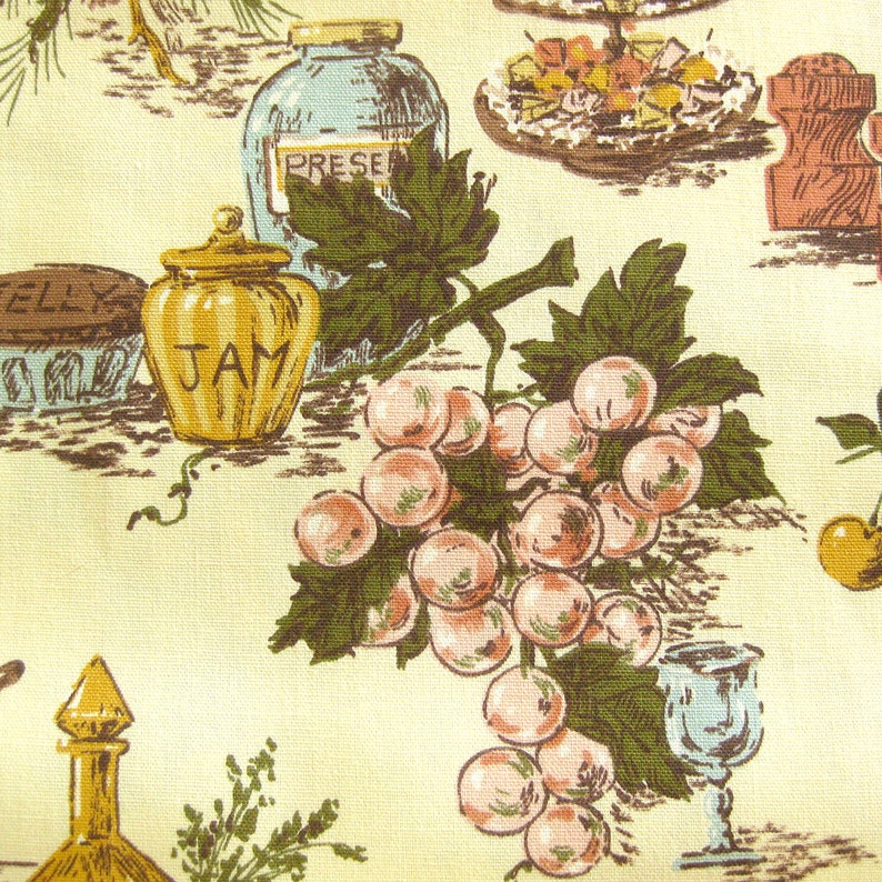 By The Yard Schumacher Fabric Grandma/'s Kitchen F Fruits Vegetables Decanters Marmelade VINTAGE Waverly Upholstery Fabric