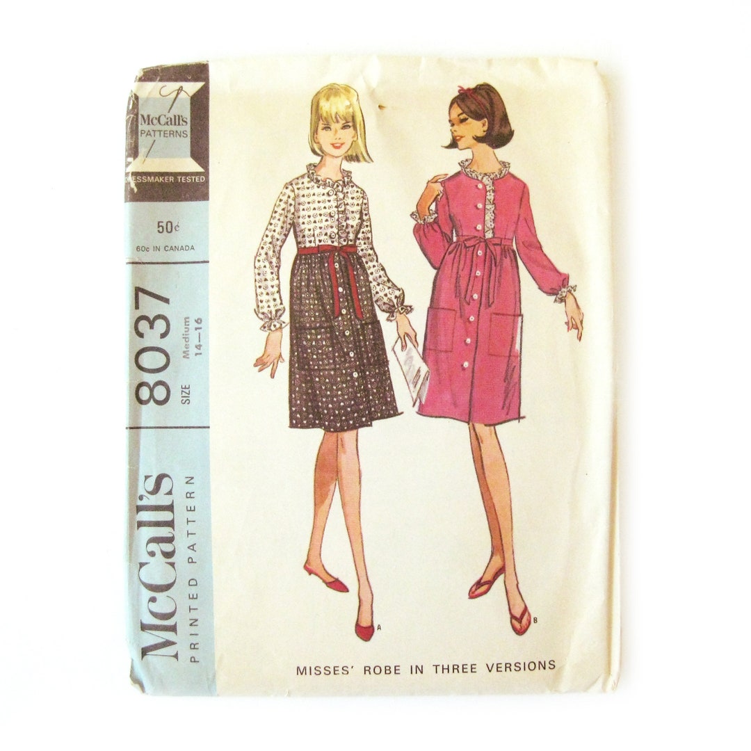 Vintage Sewing Pattern, Misses' Robe in Three Versions, High Waist ...