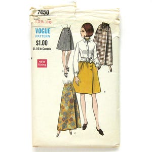 1960s Vintage VOGUE Sewing Pattern / A-Line Wrap Skirt with Pockets / Maxi Skirt / Vogue 7450 / Size 25.5 Waist / UNCUT FF
