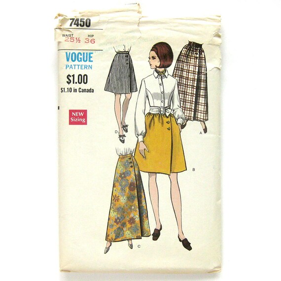1960s Vintage VOGUE Sewing Pattern / A-line Wrap Skirt With - Etsy