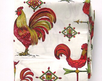 1950s Vintage Fabric - Kitchen Kitsch - Roosters and Weathervanes Cotton Yardage