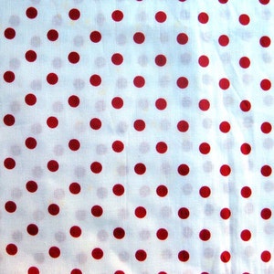 RED and White Polka Dots Fine Vintage Cotton Percale Bright Red Dots on White Sewing Yardage image 1