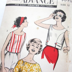 Vintage Sewing Pattern, Misses Cropped Tops, Summer Blouses, Advance 9030, 1950s Sewing Pattern, Gidget Style, Size 12 Bust 32 image 3