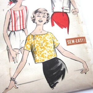 Vintage Sewing Pattern, Misses Cropped Tops, Summer Blouses, Advance 9030, 1950s Sewing Pattern, Gidget Style, Size 12 Bust 32 image 2