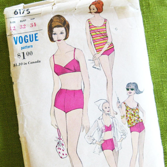 1960s Swim Suit Pattern, 2 PC Bathing Suit Swimsuit Cover Up