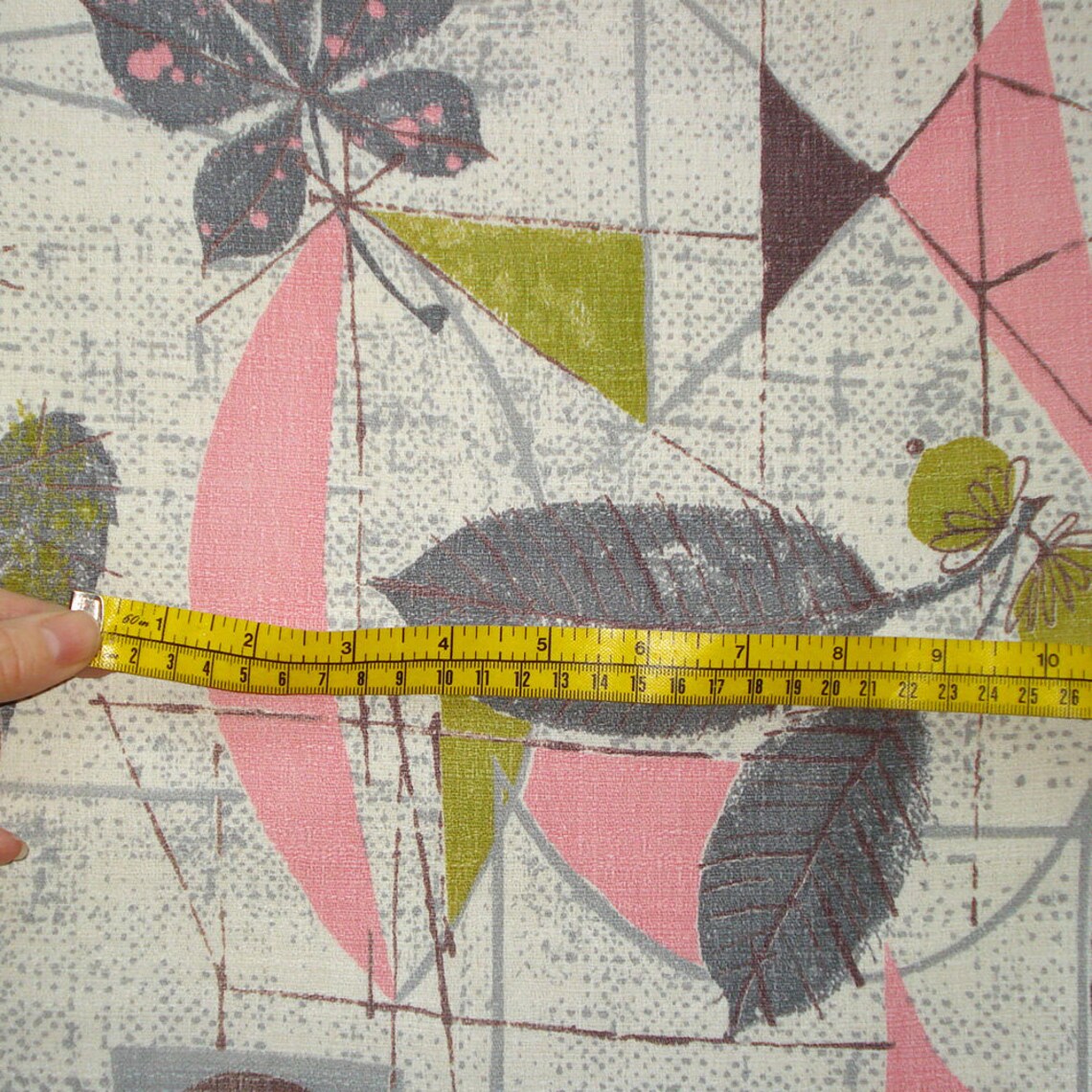 Vintage Barkcloth Fabric Fabulous Fifties Print Pink and Etsy
