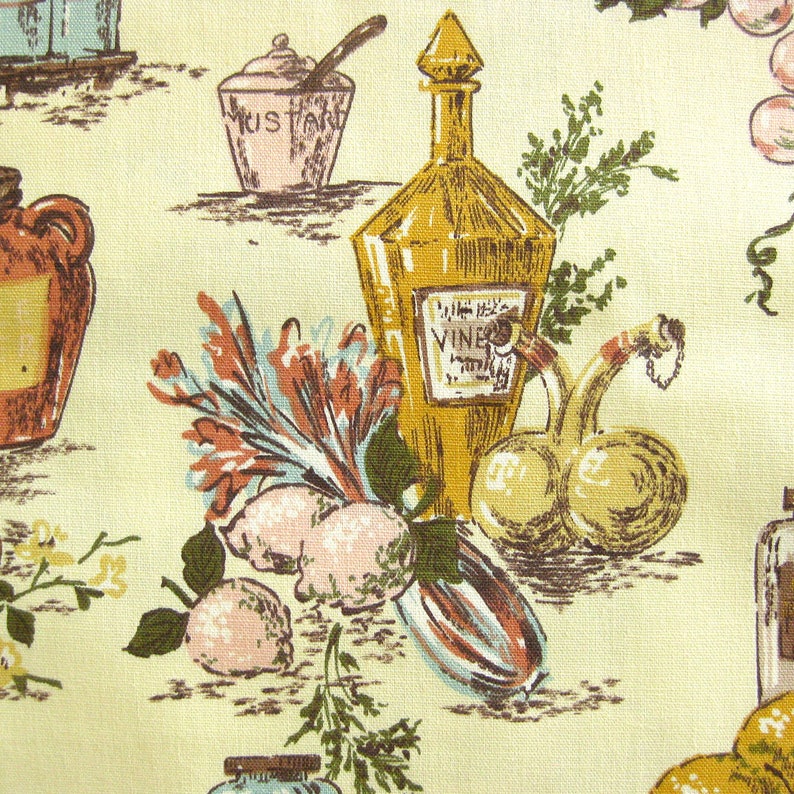 By The Yard Schumacher Fabric Grandma/'s Kitchen F Fruits Vegetables Decanters Marmelade VINTAGE Waverly Upholstery Fabric