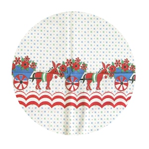 Vintage Authentischer Futtersack Stoff, Voller Futtersack im mexikanischen Motiv RandDruck, 40er Jahre Baumwolle Meterware, Esel Pulling Blumenwagen