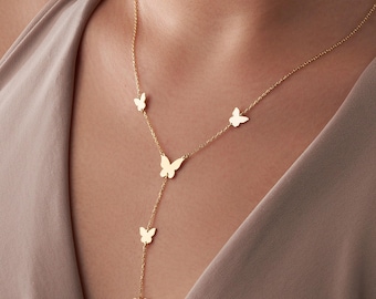 Dainty Butterfly Necklace, Multiple Butterfly Pendant, Elegant Jewelry Gift, Layered Butterfly Necklace, Birthday Gift, Christmas Gifts