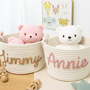 Custom Baby Shower Name Basket,Personalized Baby Name Cotton Basket Gift, Toys Storage Basket,Nursery Gift,Custom Baby Gifts,Pet Basket