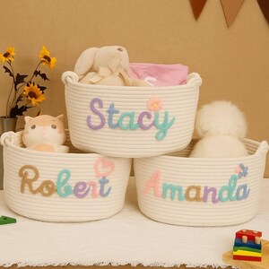 Personalized Handmade Basket,Rope Cotton Baby Gift Basket,Baby Basket,Baby Gift,Newborn Gift,Baby Shower Gift,Storage Basket,Toy Organizer